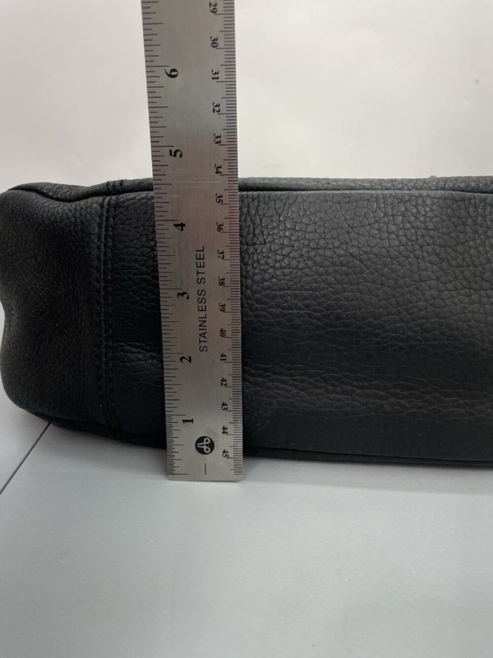 Fossil Satchel Shoulder Bag Tote 3 Compartment Supple Soft Pebbled Leather Black - Picture 14 of 15